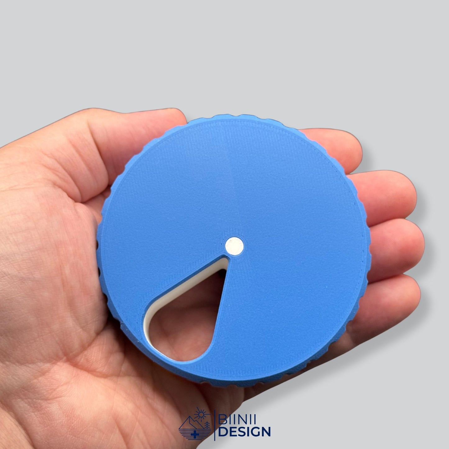 Blue and white rotating pill box shown in palm — minimalist, compact, and easy to carry for everyday supplements or meds.
Keywords: compact weekly pill box, 3D printed pill case, vitamin pill container, daily medicine organizer