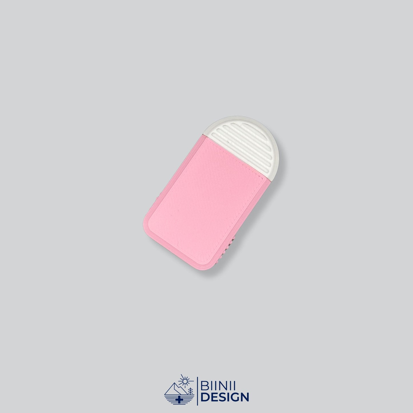 Pink/White Two-Tone Mini Travel Pill Box for supplements, vitamins, or anti-allergics like Lactaid. Swiss crafted by Biinii Design.