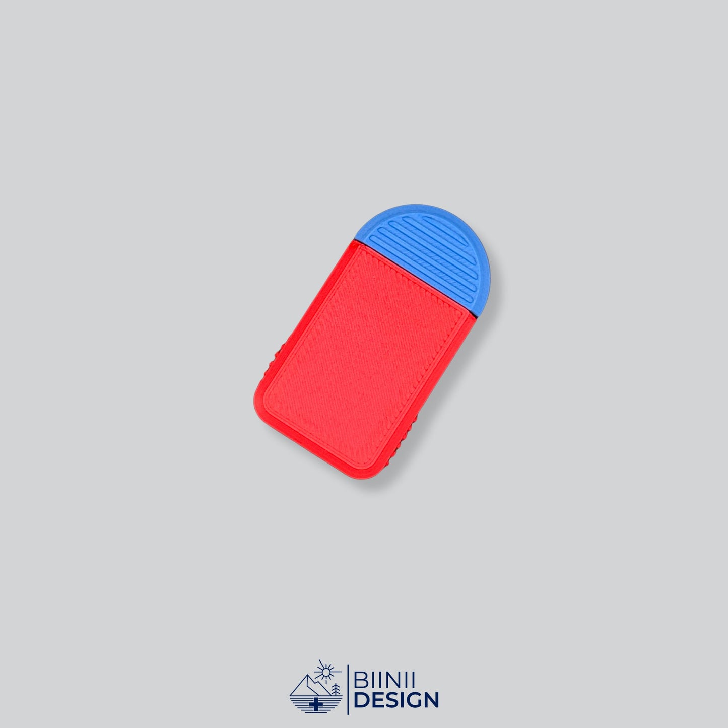 Red/Blue Two-Tone Compact Daily Pill Case for quick-access doses. Excellent for daily medication and travel.