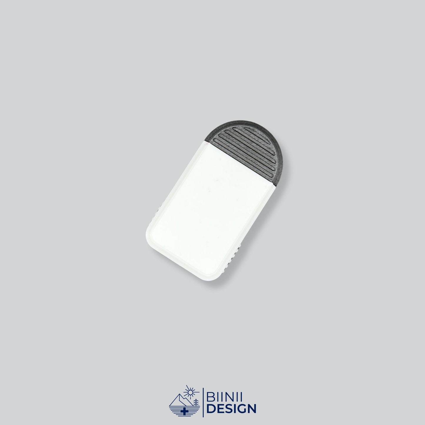 White/Black Two-Tone Mini Travel Pill Box for supplements, vitamins, or anti-allergics like Lactaid. Swiss crafted by Biinii Design.