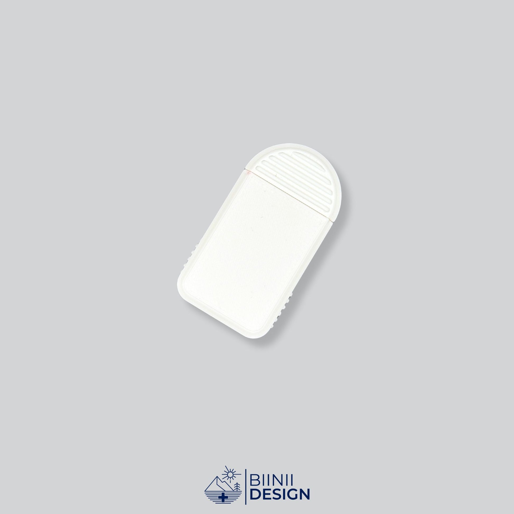 White Monochrome Compact Daily Pill Case for quick-access doses. Excellent for daily medication and travel.