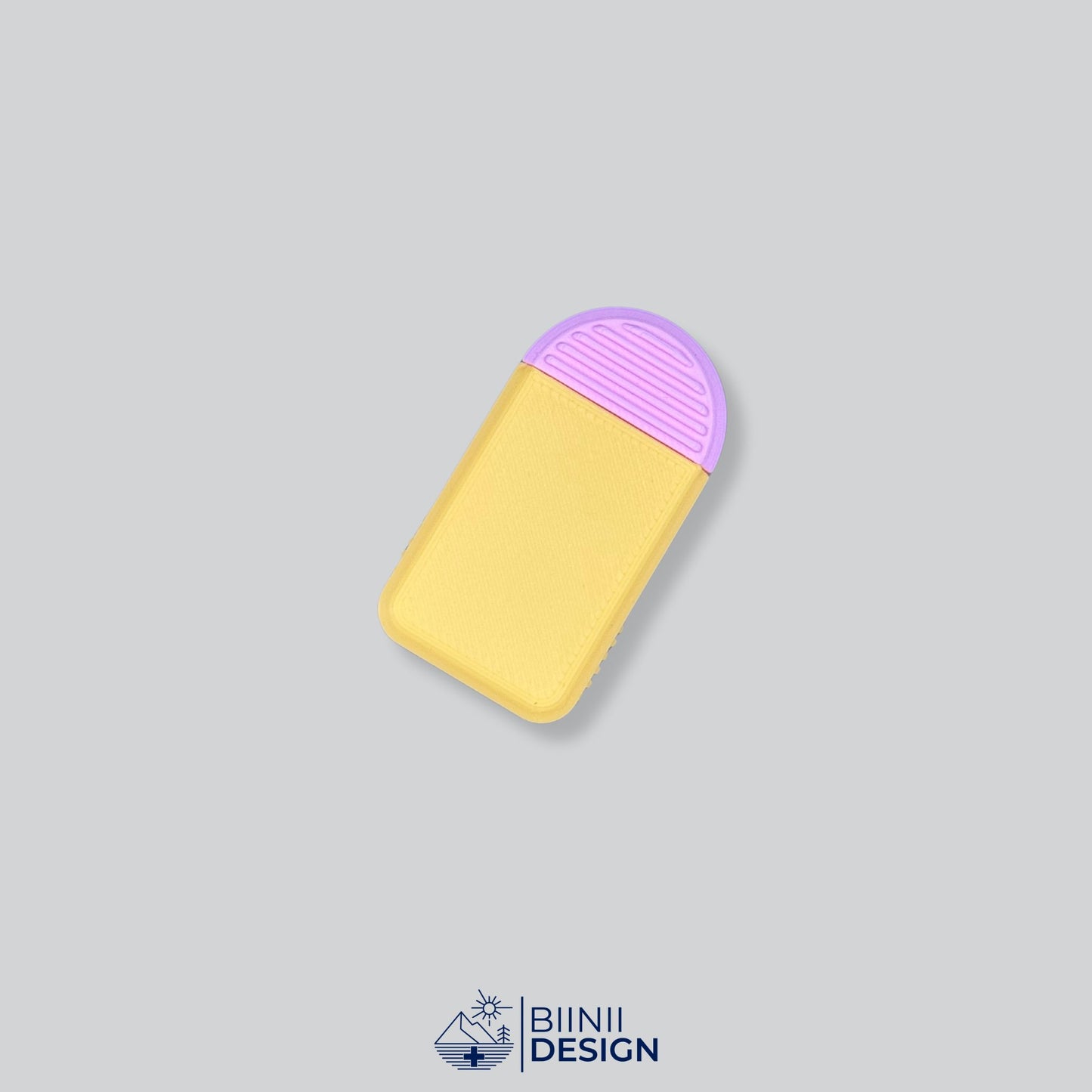 Yellow/Pink Two-Tone Mini Travel Pill Box for supplements, vitamins, or anti-allergics like Lactaid. Swiss crafted by Biinii Design.
