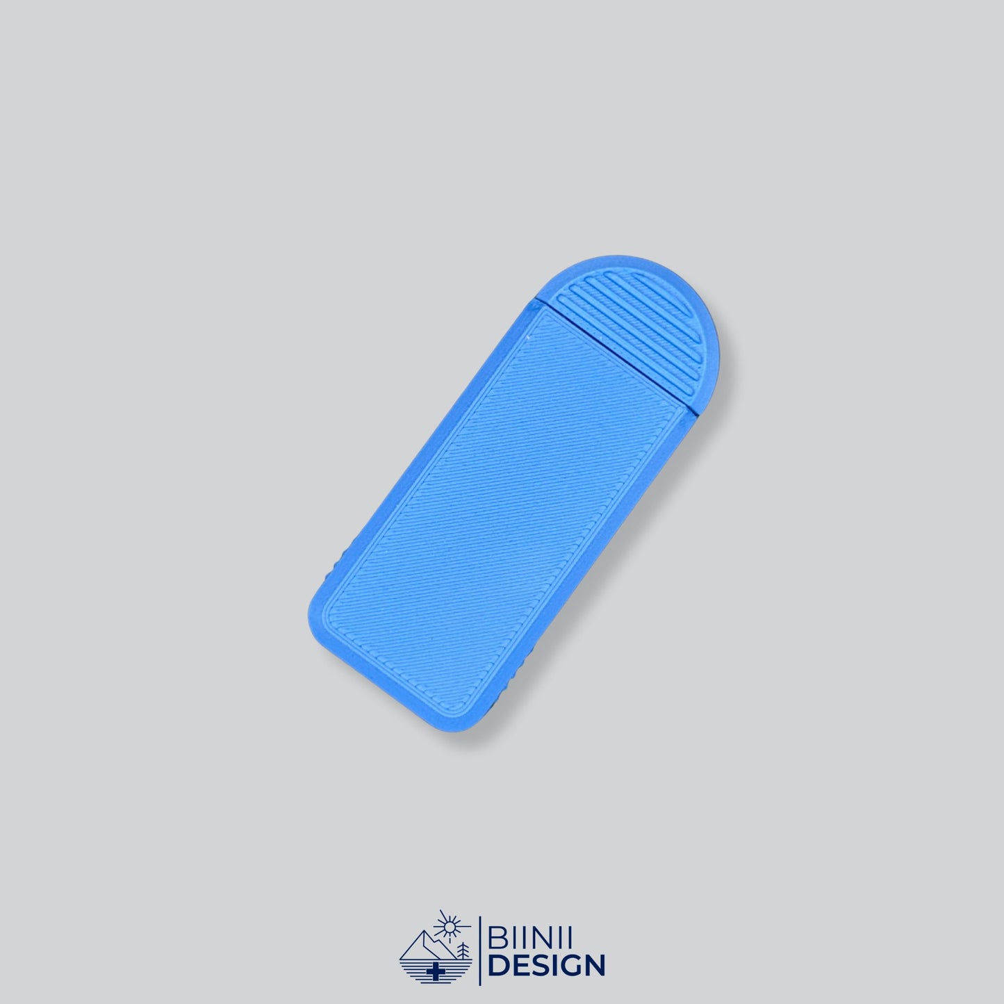 Blue Monochrome Portable 3-Compartment Pill Organizer for medication storage. Discreet design fits easily in any purse or pocket.