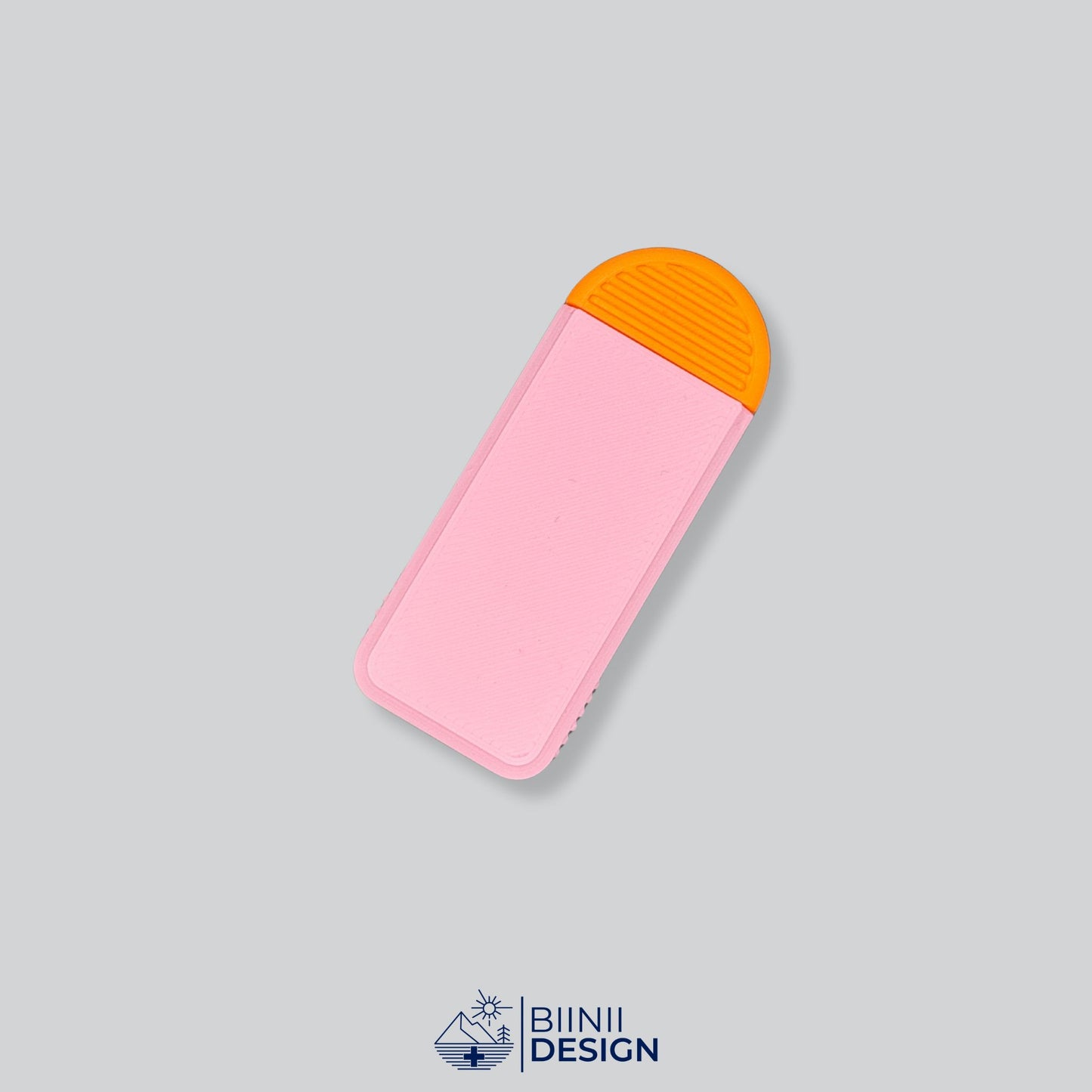 Pink/Orange Two-Tone Minimalist 3-Compartment Pill Holder with 49 custom color options. Swiss-made design by Biinii Design for durable travel.