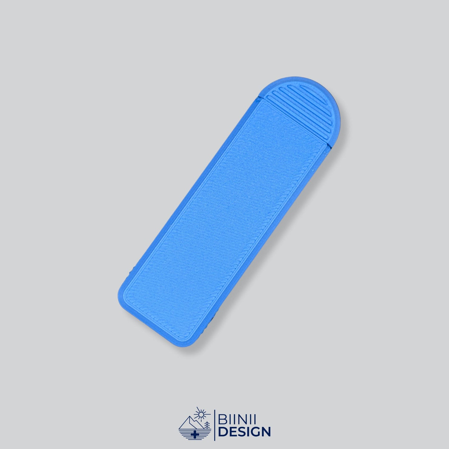 Blue Monochrome Minimalist 4-Compartment Pill Holder with 49 custom color options. Swiss-made design by Biinii Design for durable travel.