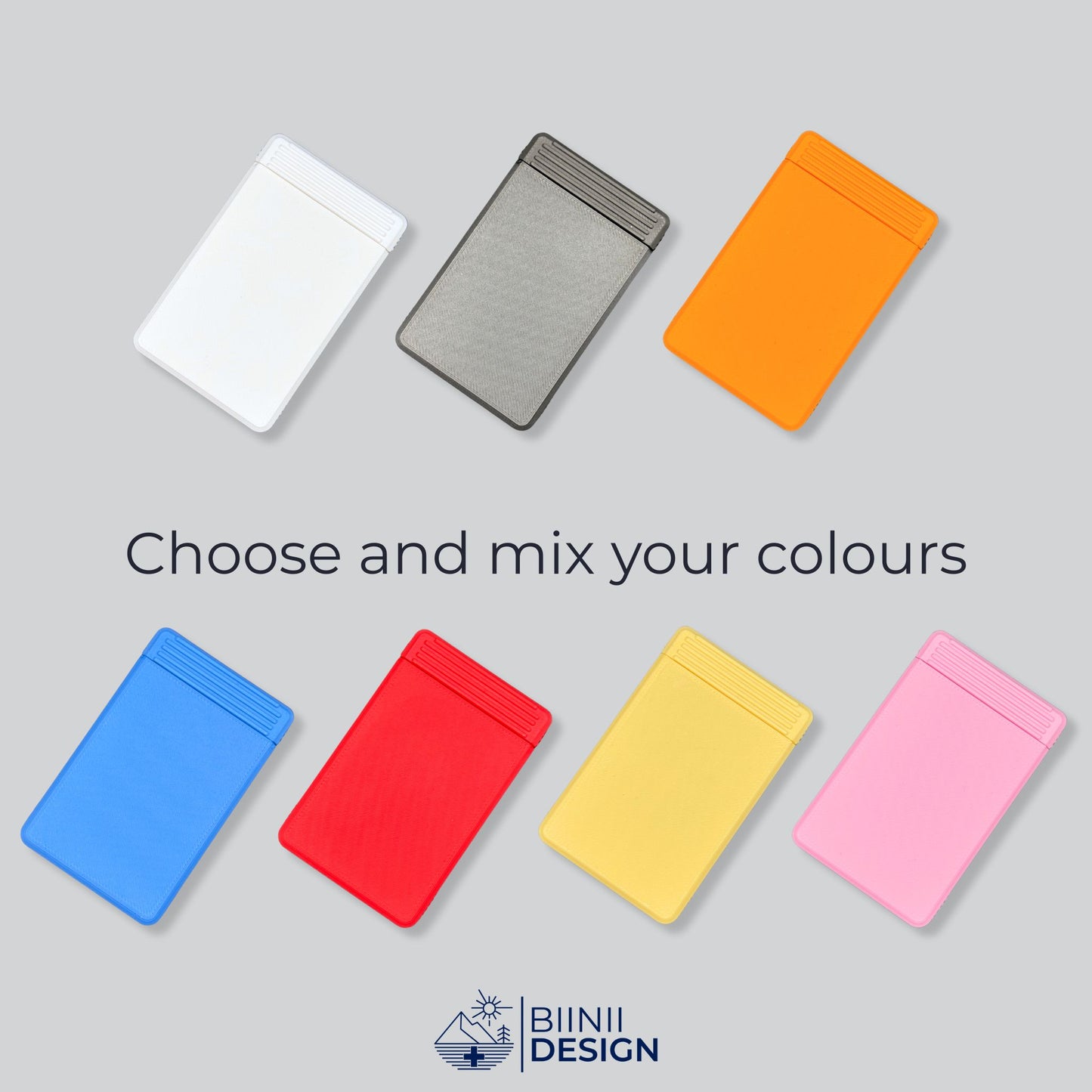 Color selection of Biinii compact pill organizers, Swiss-made pill cases for vitamins, supplements or meds, stylish and practical.
Keywords: pill organizer, pillbox, pill case, pill holder, supplement box