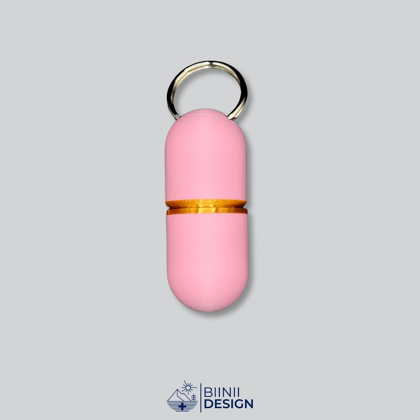 Bold deluxe large pill organizer in pink with a gold ring. Perfect for stylish users needing extra storage for daily capsules or tablets.
Keywords: large pill case, deluxe travel pill box, pink and gold pill container, medication organizer, pill holder keyring