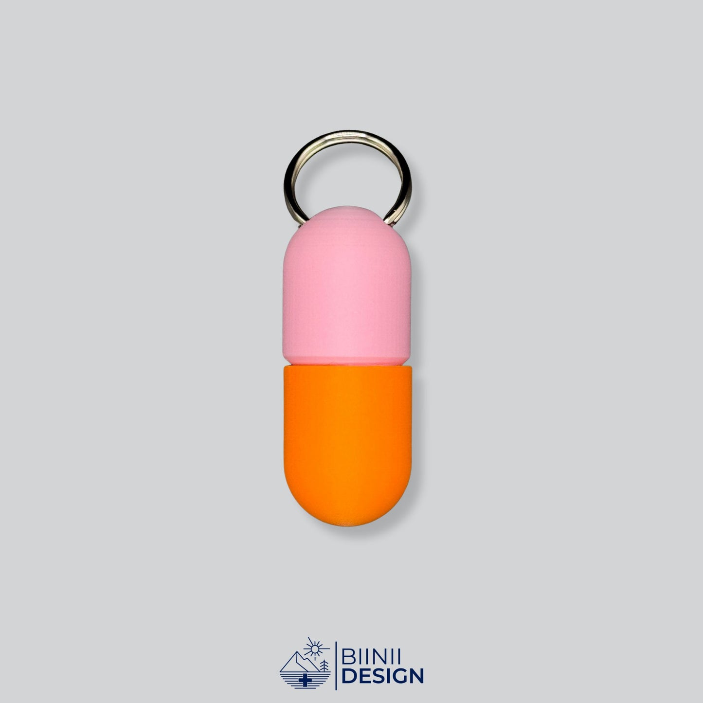 Pink/Orange pill organizer with vibrant twist. Swiss-made for daily routines.
Keywords: pill container, travel capsule case, pillbox keychain