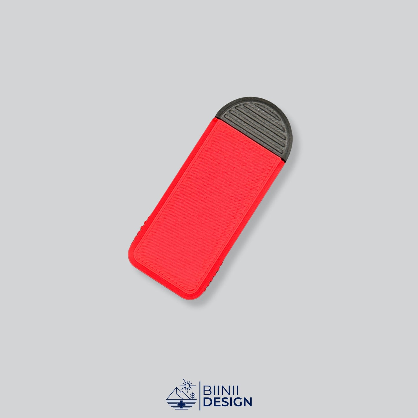 Red/Black Two-Tone Minimalist 3-Compartment Pill Holder with 49 custom color options. Swiss-made design by Biinii Design for durable travel.