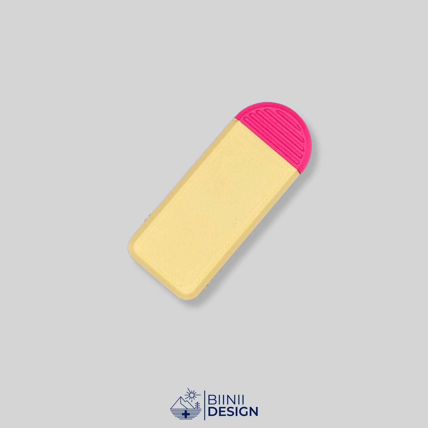 Yellow/Red Two-Tone Mini Travel Pill Box for supplements, vitamins, or anti-allergics like Lactaid. Swiss crafted by Biinii Design.