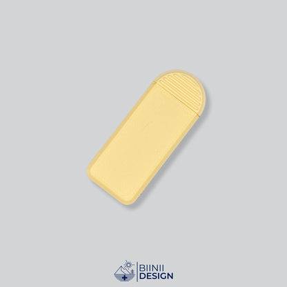 All-yellow compact 3-compartment pill box, one of 49 lid and base color combinations.