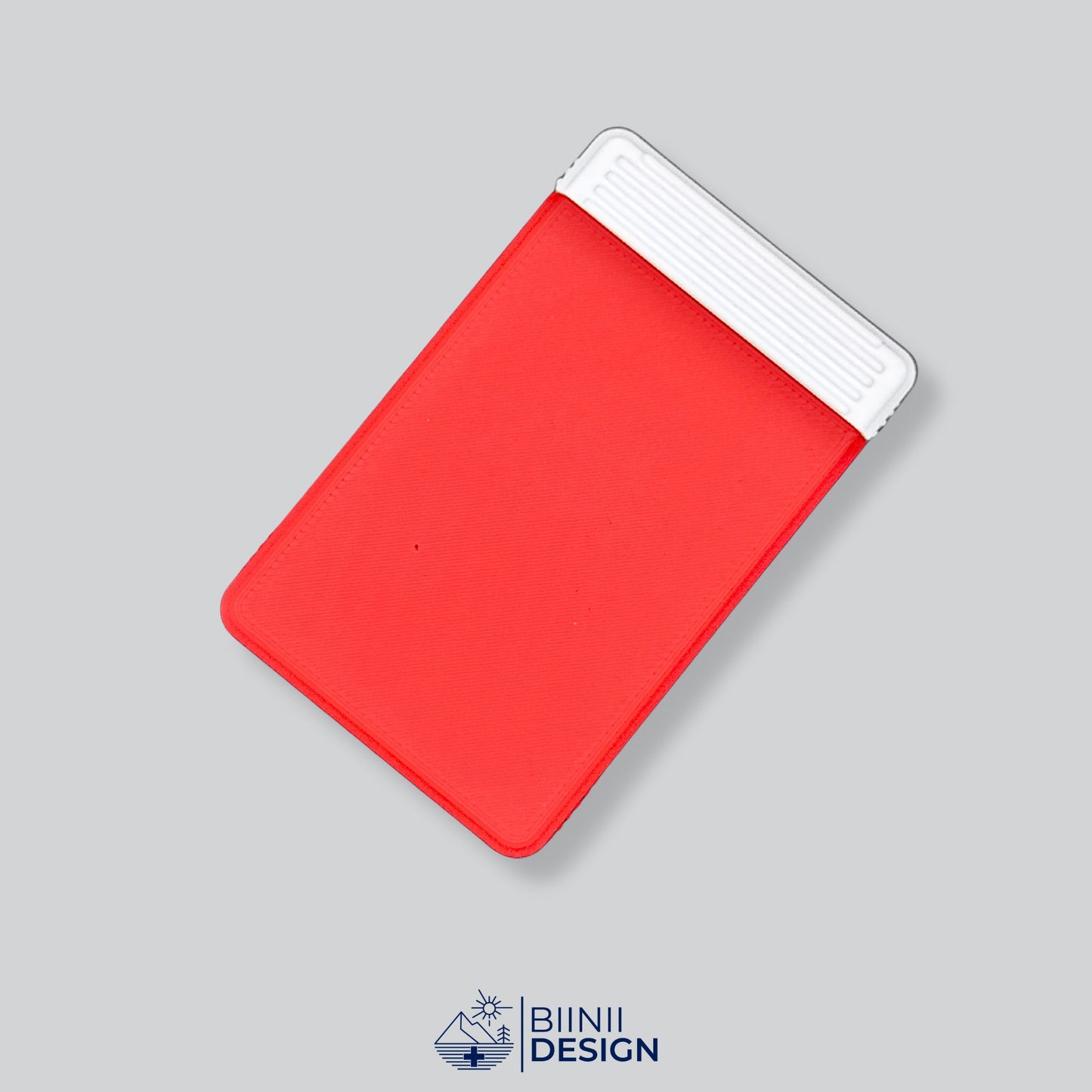 Red and white 7-day pill organizer colorway. Swiss-made daily medication organizer by Biinii Design.