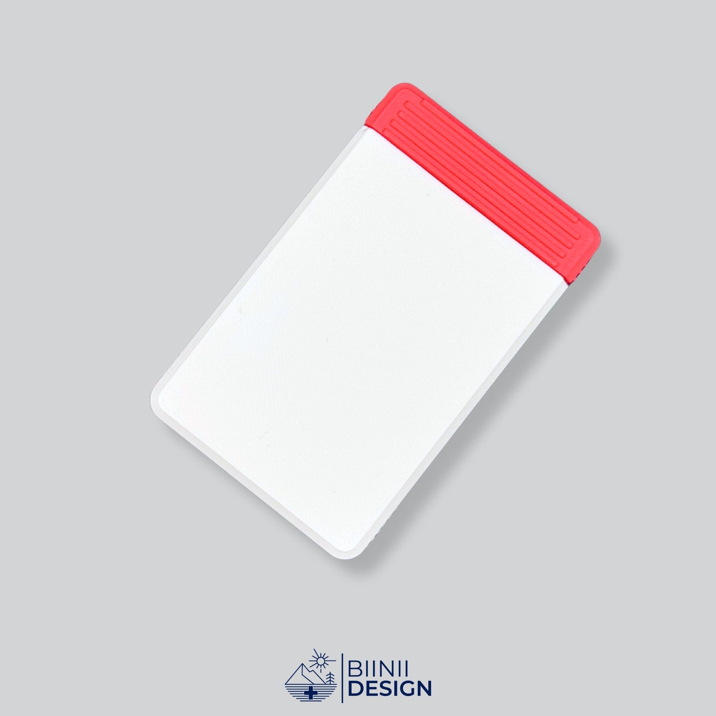 White and red 7-day pill case colorway. Swiss-made daily medication organizer by Biinii Design.