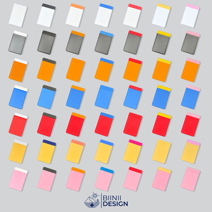 Toute la collection de semainiers compacts alignée, les 49 combinaisons de couleurs couvercle et base.