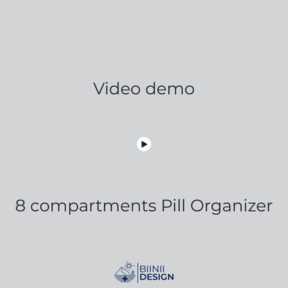 Demo video: the 8-compartment travel pill organizer opens with its sliding lid, showing the high-capacity double-row layout.