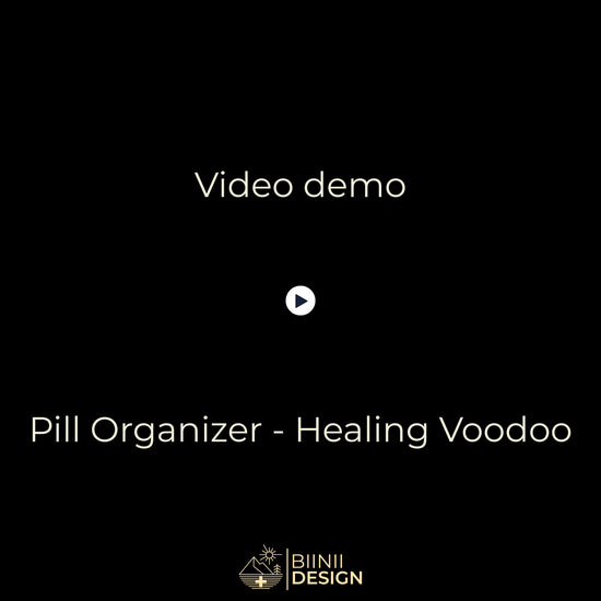 Video demo: Healing Voodoo organizer opening 5 compartment filled slide closure and premium Biinii gift packaging.