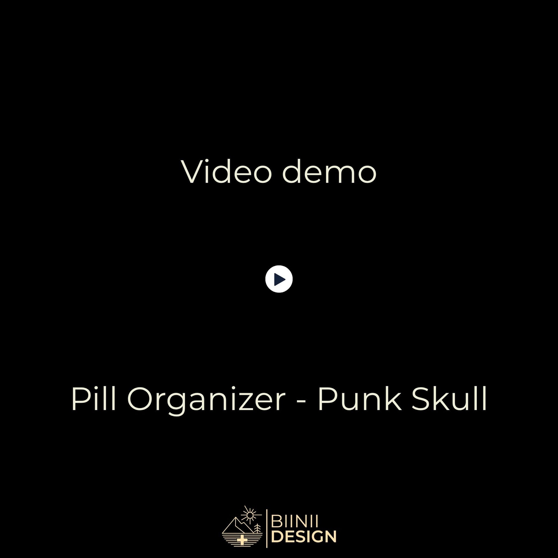Video demo: Punk Skull organizer opening (5 compartment filled), slide closure and premium Biinii gift packaging.